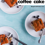 Sour Cream Blueberry Coffee Cake on a white plate