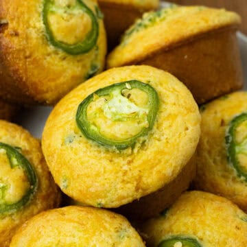 Jiffy Jalape&ntilde;o Cornbread Muffins on a plate