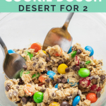 Edible Monster Cookie Dough for Two in a bowl with two spoons