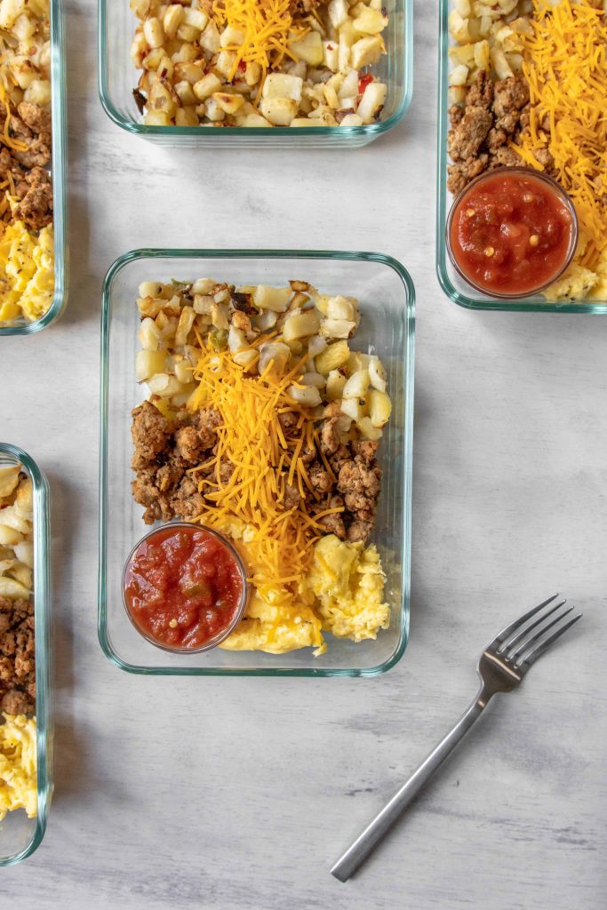 Taco Scramble Breakfast in a Meal Prep container