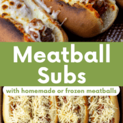 Meatballs Subs with homemade or frozen meatballs Pin