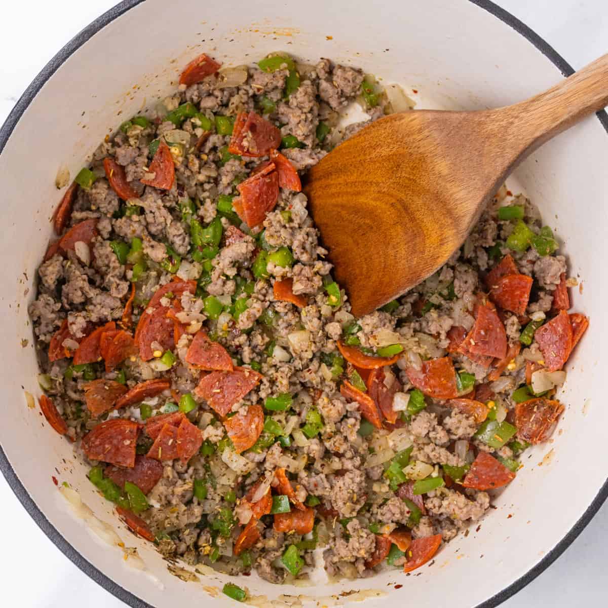 One-Pot Pizza Pasta mixed