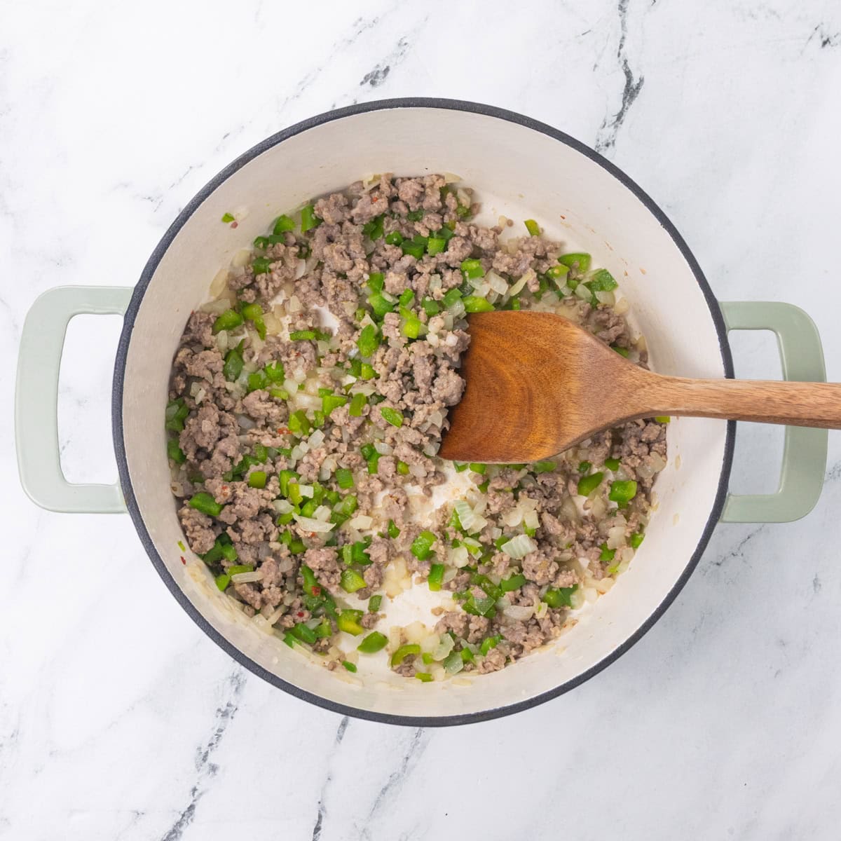 One-Pot Pizza Pasta cooking veggies