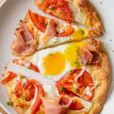 Naan Breakfast Pizza on a plate.