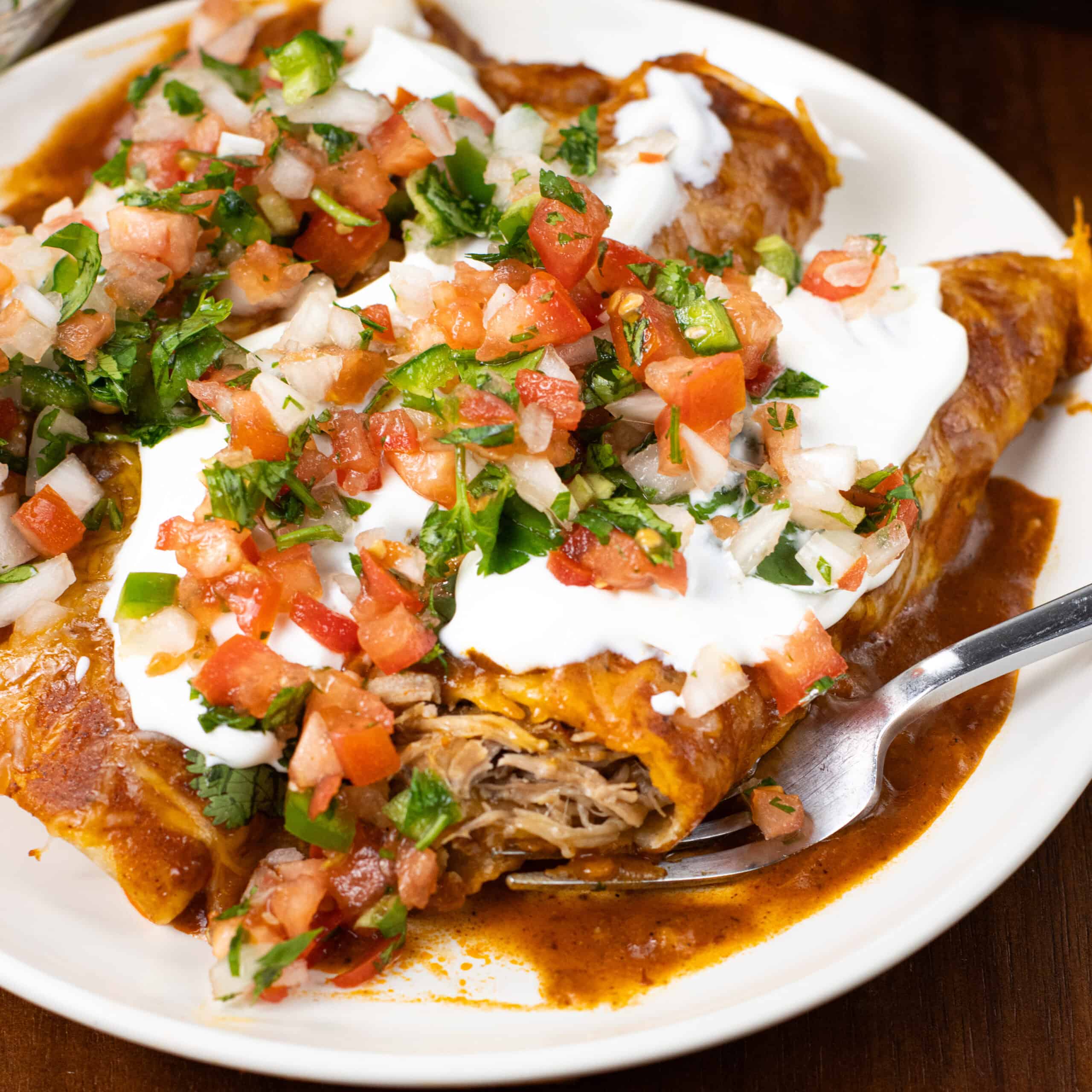 Pork Carnitas Enchiladas Recipe finished dish
