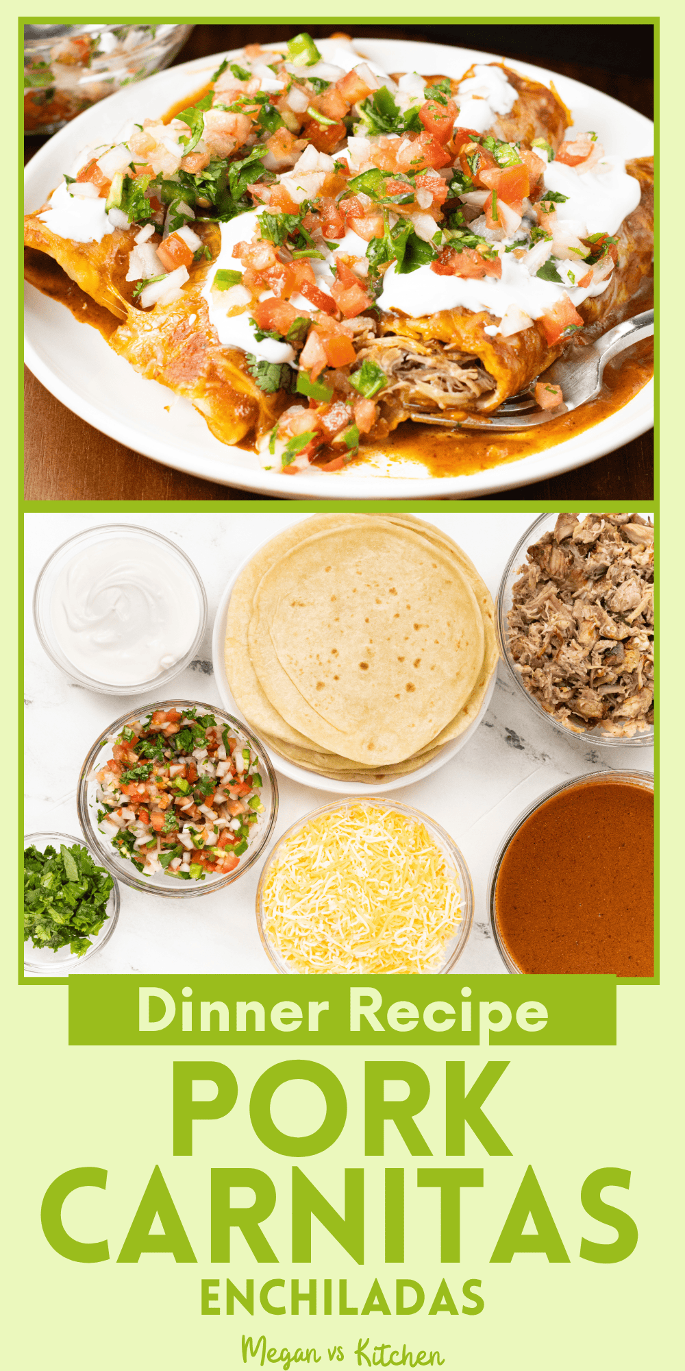 Pork Carnitas Enchiladas Recipe pin 1