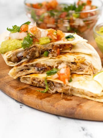 finished shot of Pulled Pork Carnitas Quesadilla Recipe
