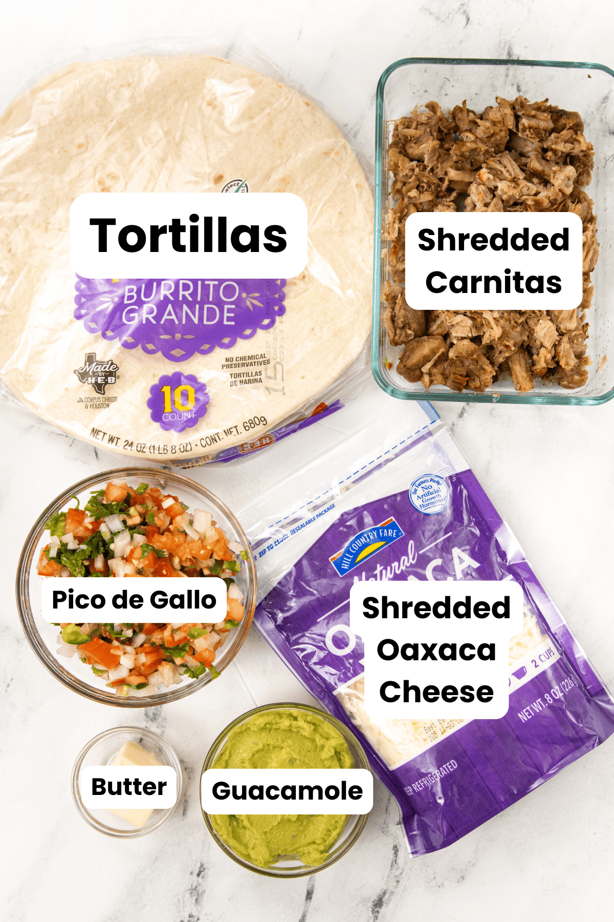 Pulled Pork Carnitas Quesadilla Recipe ingredients
