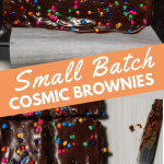 Small Batch Cosmic Brownies on parchment paper