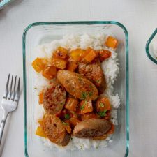 Chicken Sausage Meal Prep in meal prep containers.