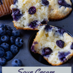 Sour Cream Blueberry Muffins in a muffin tin