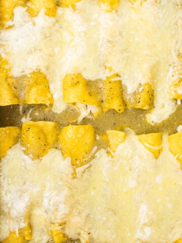 Green Chile Chicken Enchiladas Close Up Finished