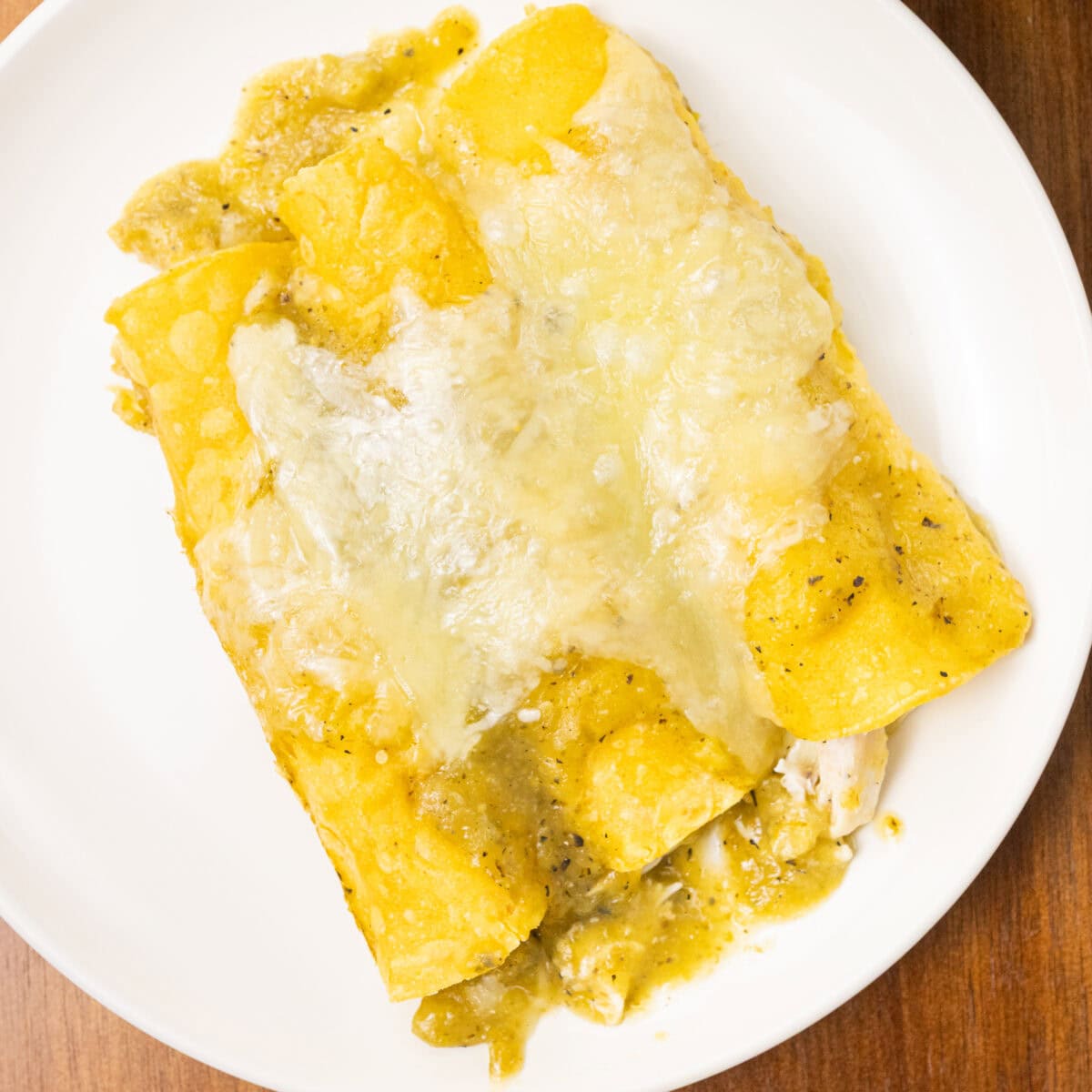 Green Chile Chicken Enchiladas Plated