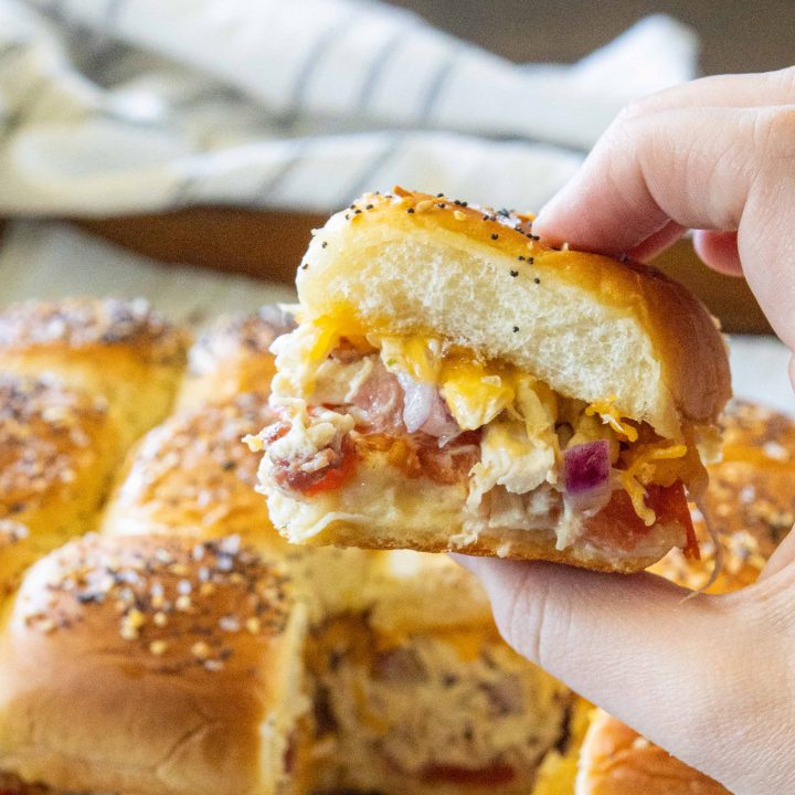 Chicken Bacon Ranch Sliders on a sheet pan