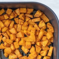 Air Fryer Sweet Potato Cubes in an air fryer