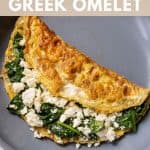 Spinach and Feta Omelet in a skillet