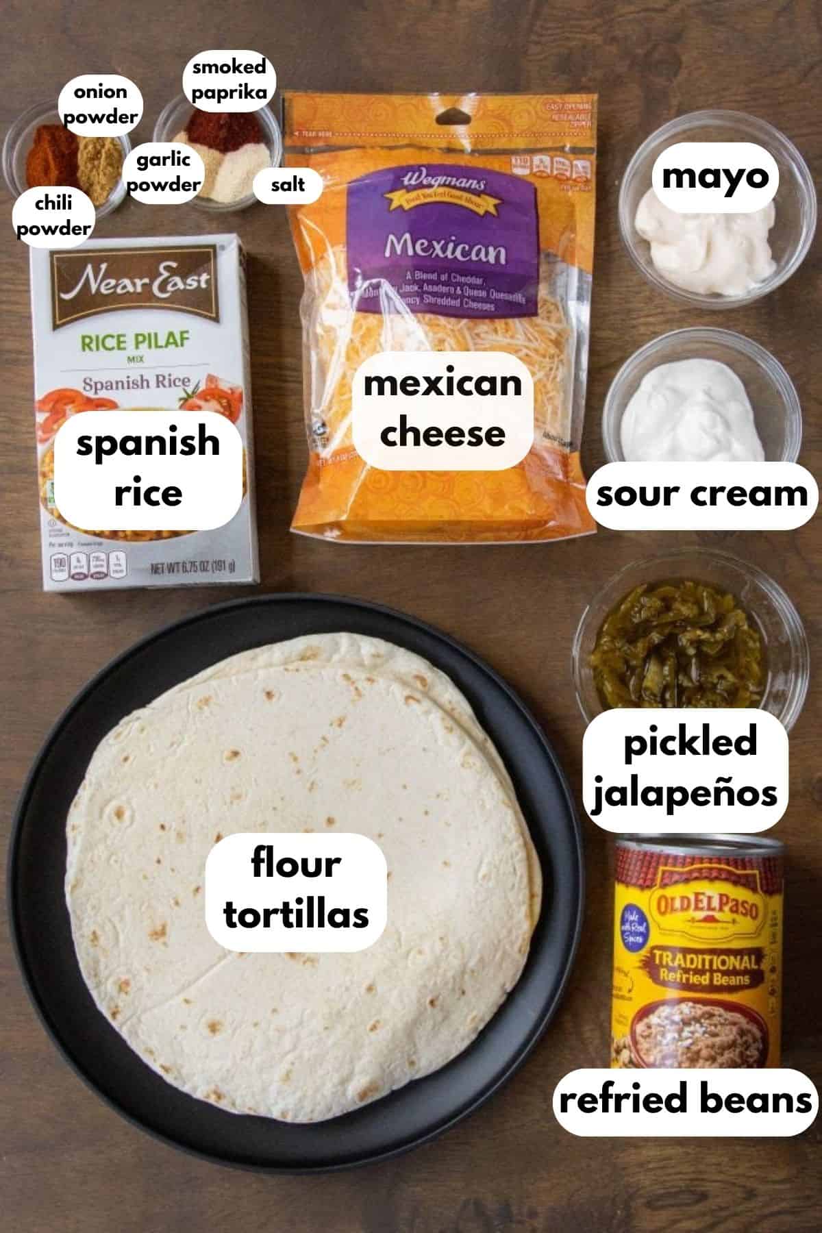 Cheesy Bean and Rice Burrito Ingredients