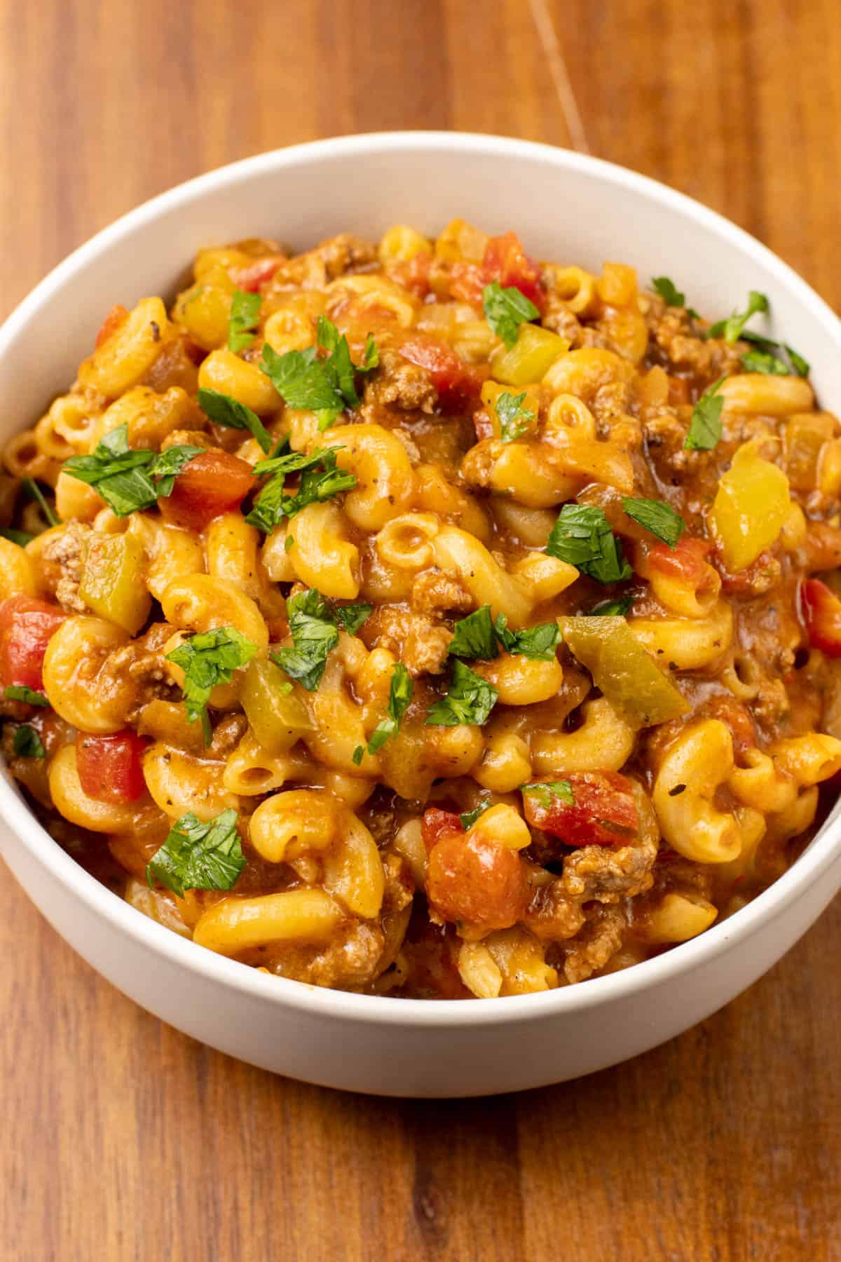 American goulash in bowl