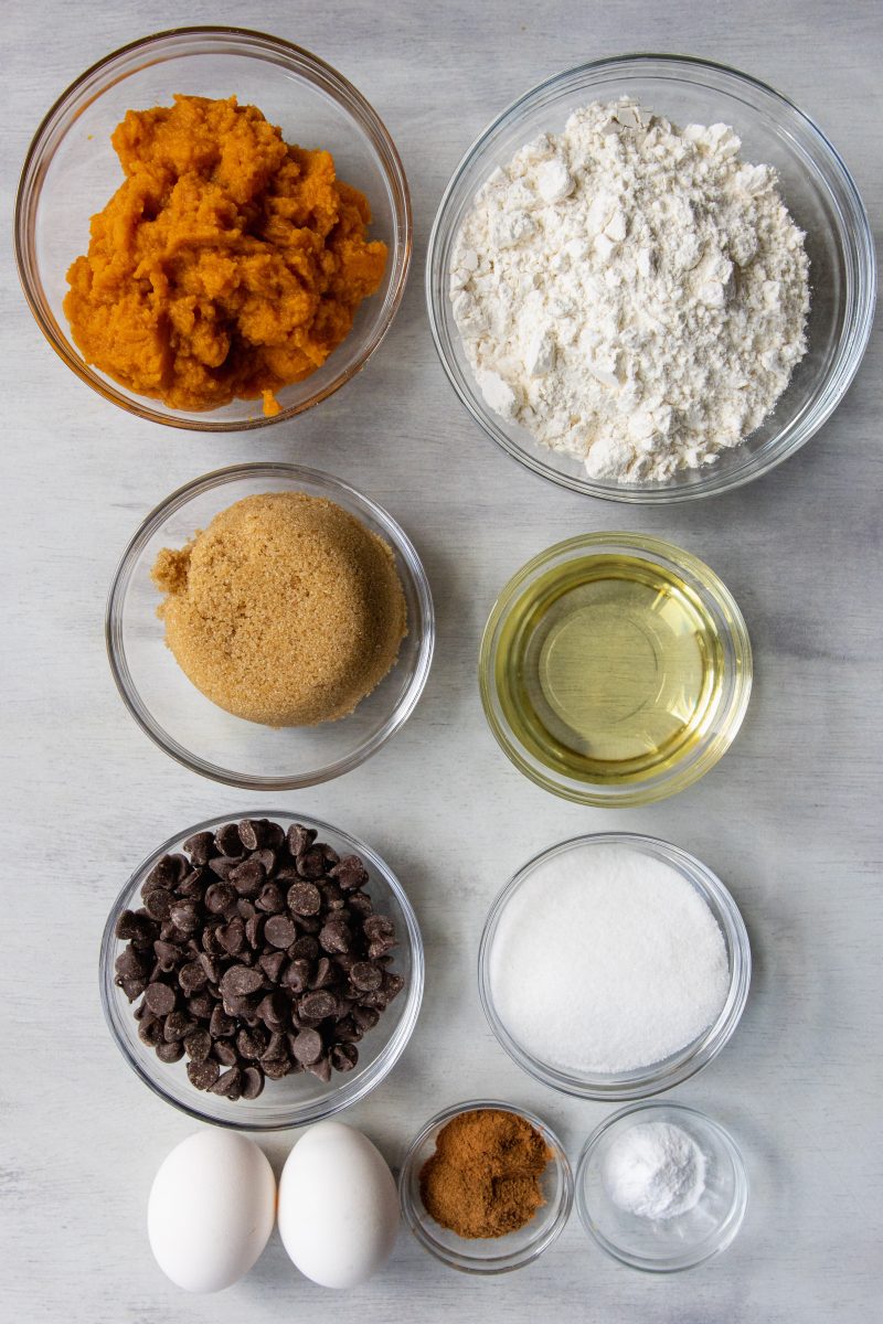 Ingredients for Chocolate Chip Pumpkin Muffins