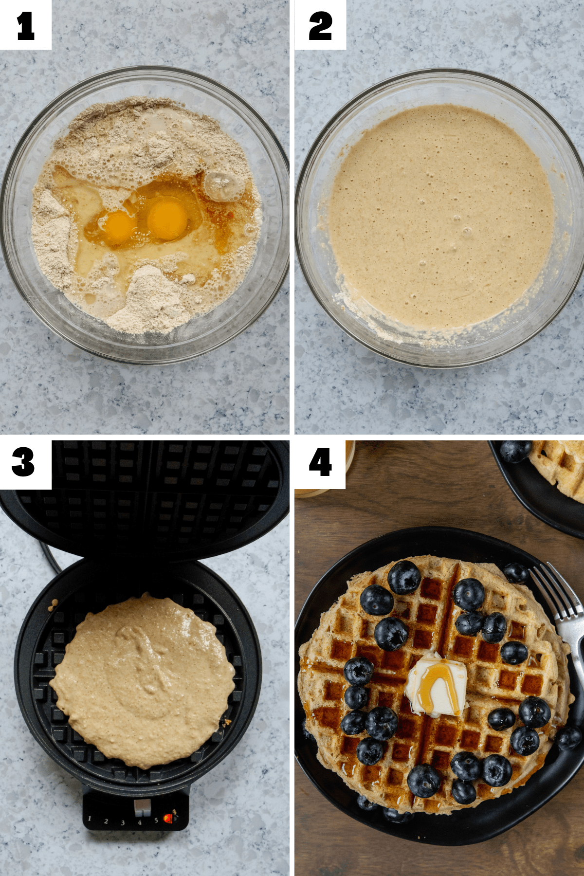Steps for making oat waffles