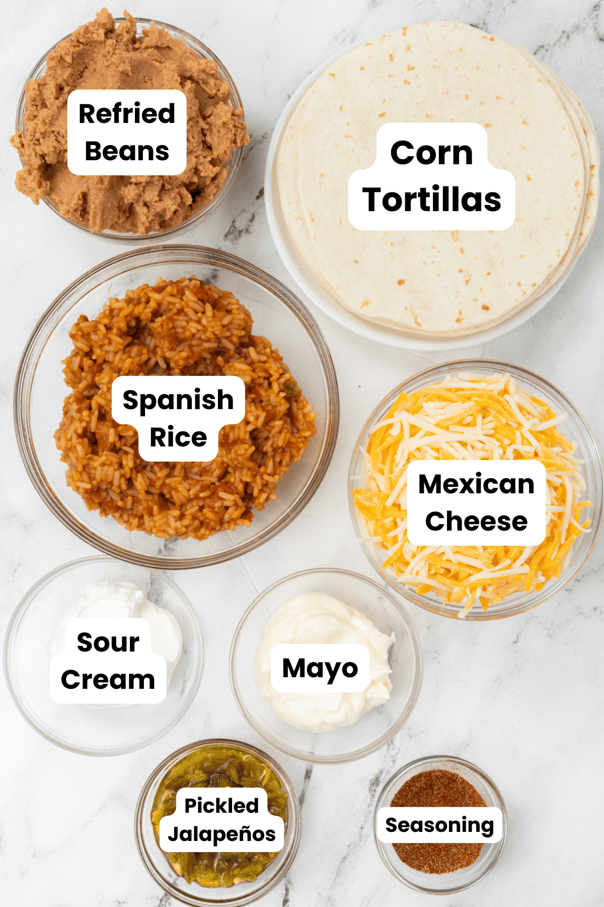Cheesy Bean and Rice Burrito Ingredients