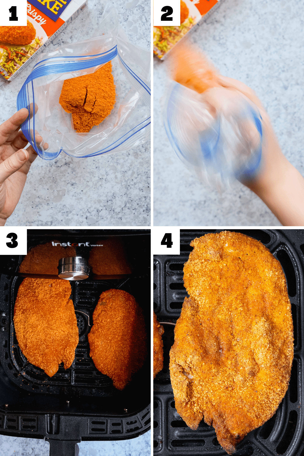 step to making shake n bake chicken in the air fryer