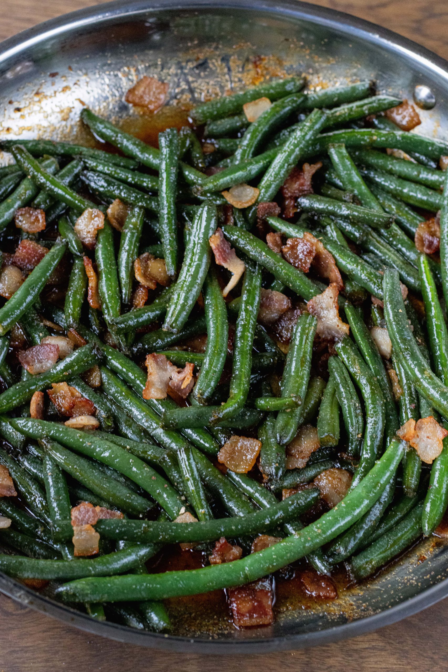 Crack Green Beans in a skillet 