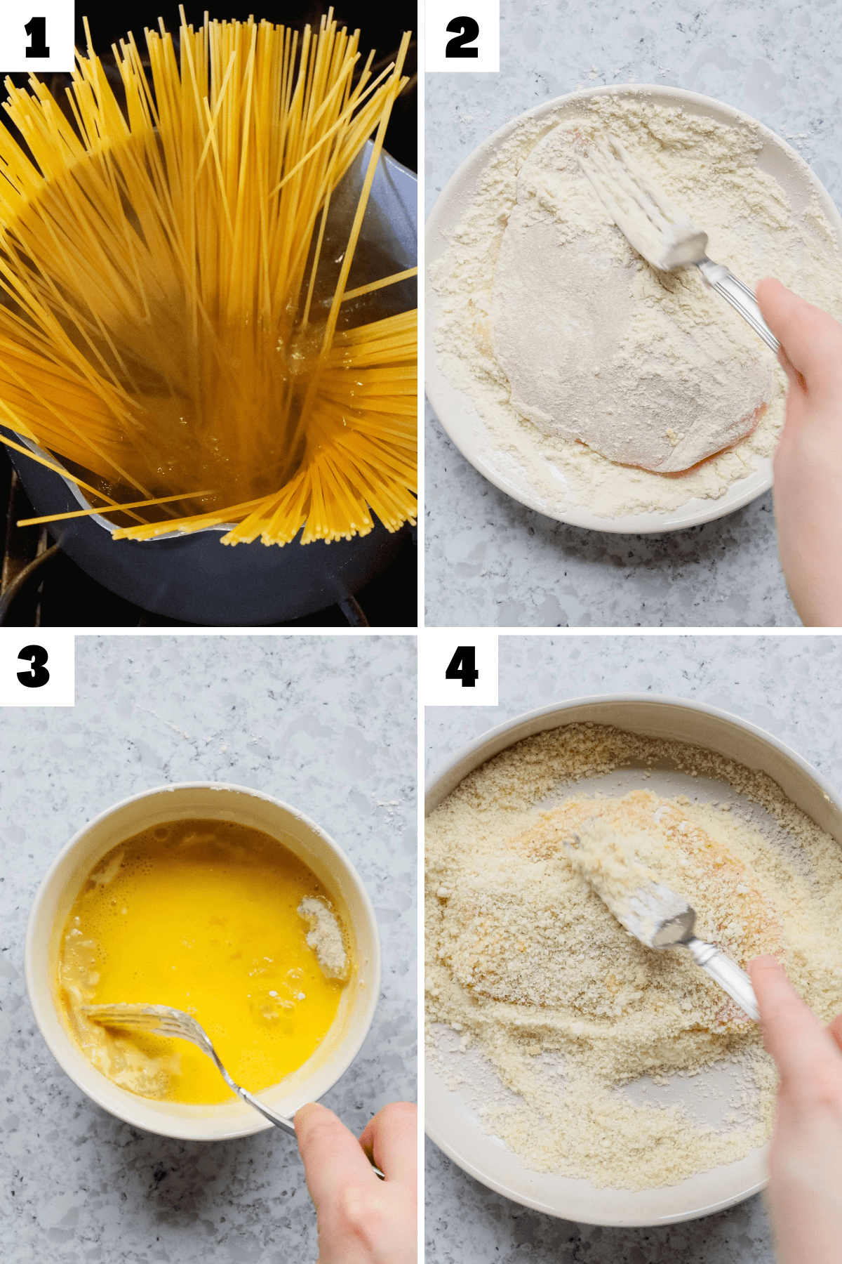 step 1-4 to make Chicken Romano