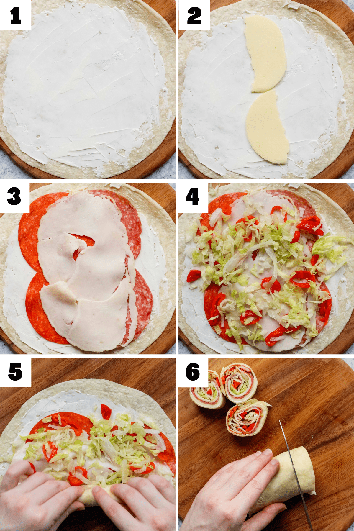 6 steps to making rolled sandwiches