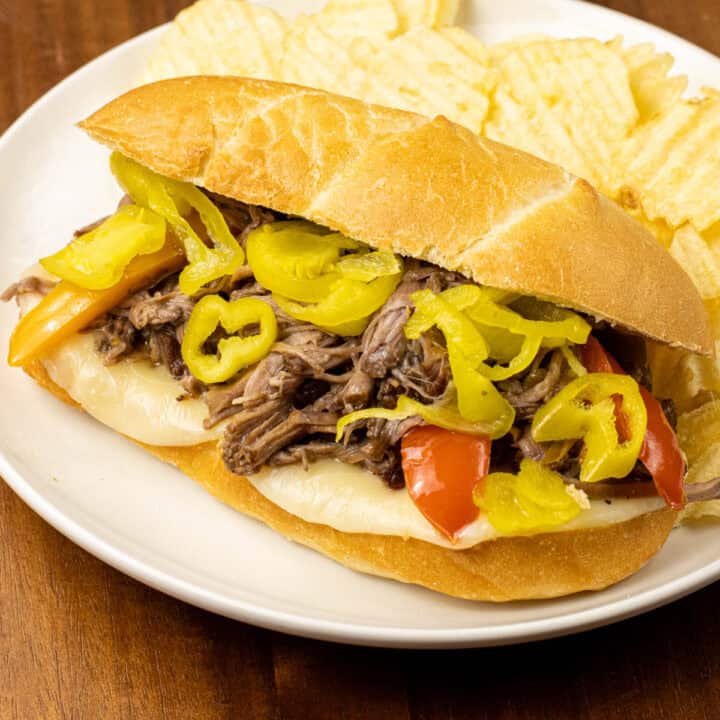 Crockpot Italian Beef Sandwich on plate