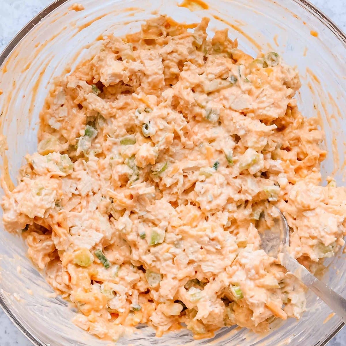 done mixing chicken salad