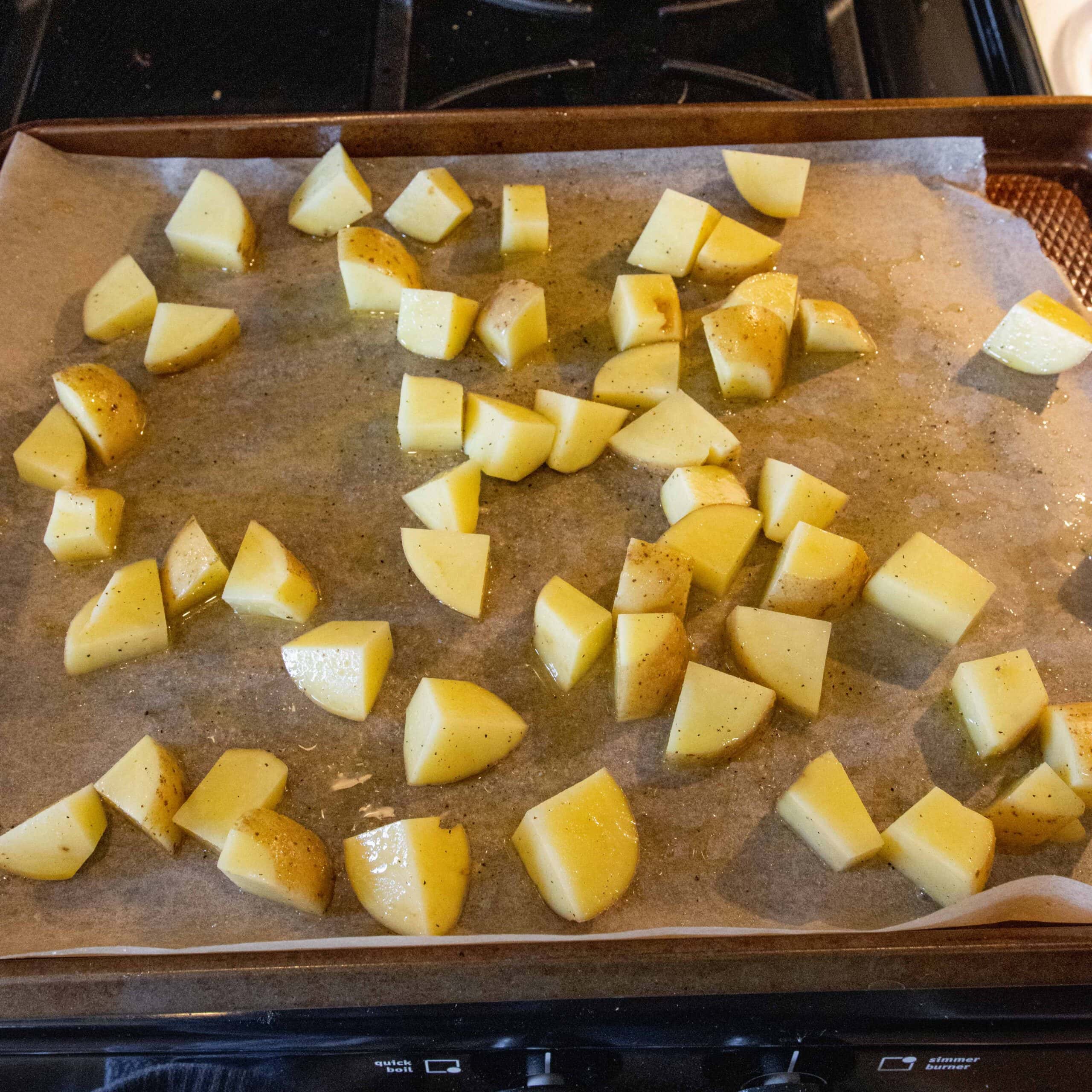 Potatoes on pan