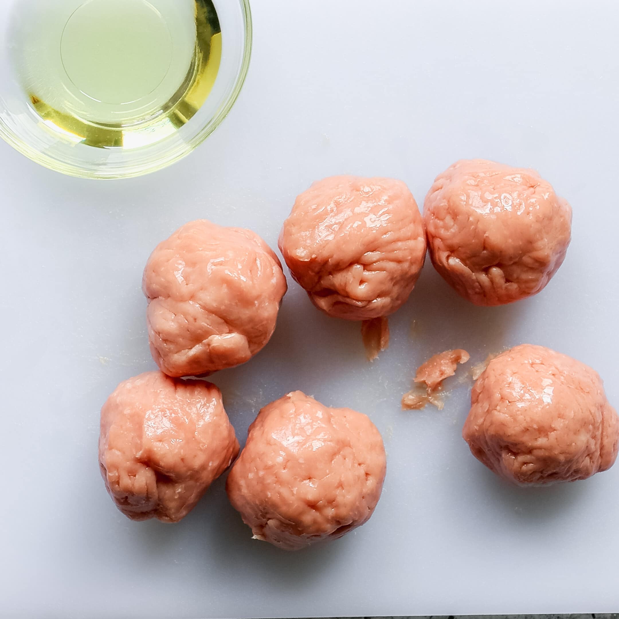 turkey balls on cutting board