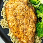 Air Fryer Chicken on Plate with quinoa