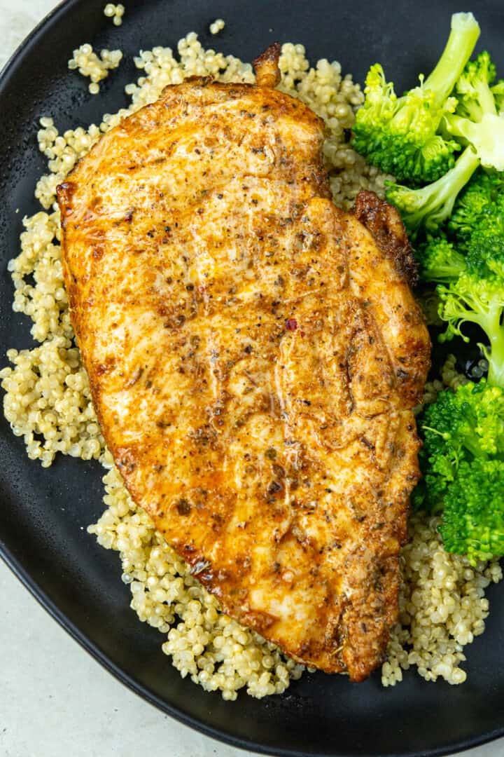 Air Fryer Chicken on Plate with quinoa
