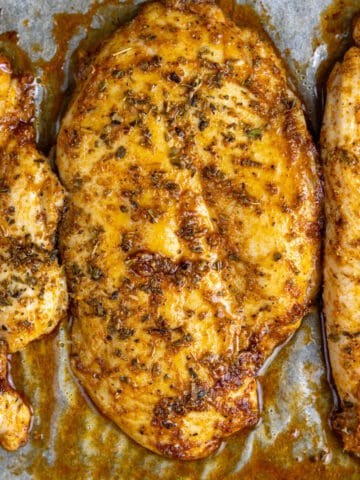 Cooked Chicken on Sheet Pan