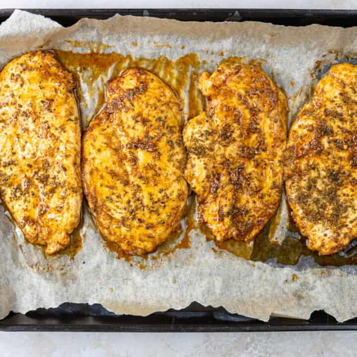 Cooked Chicken on Sheet Pan