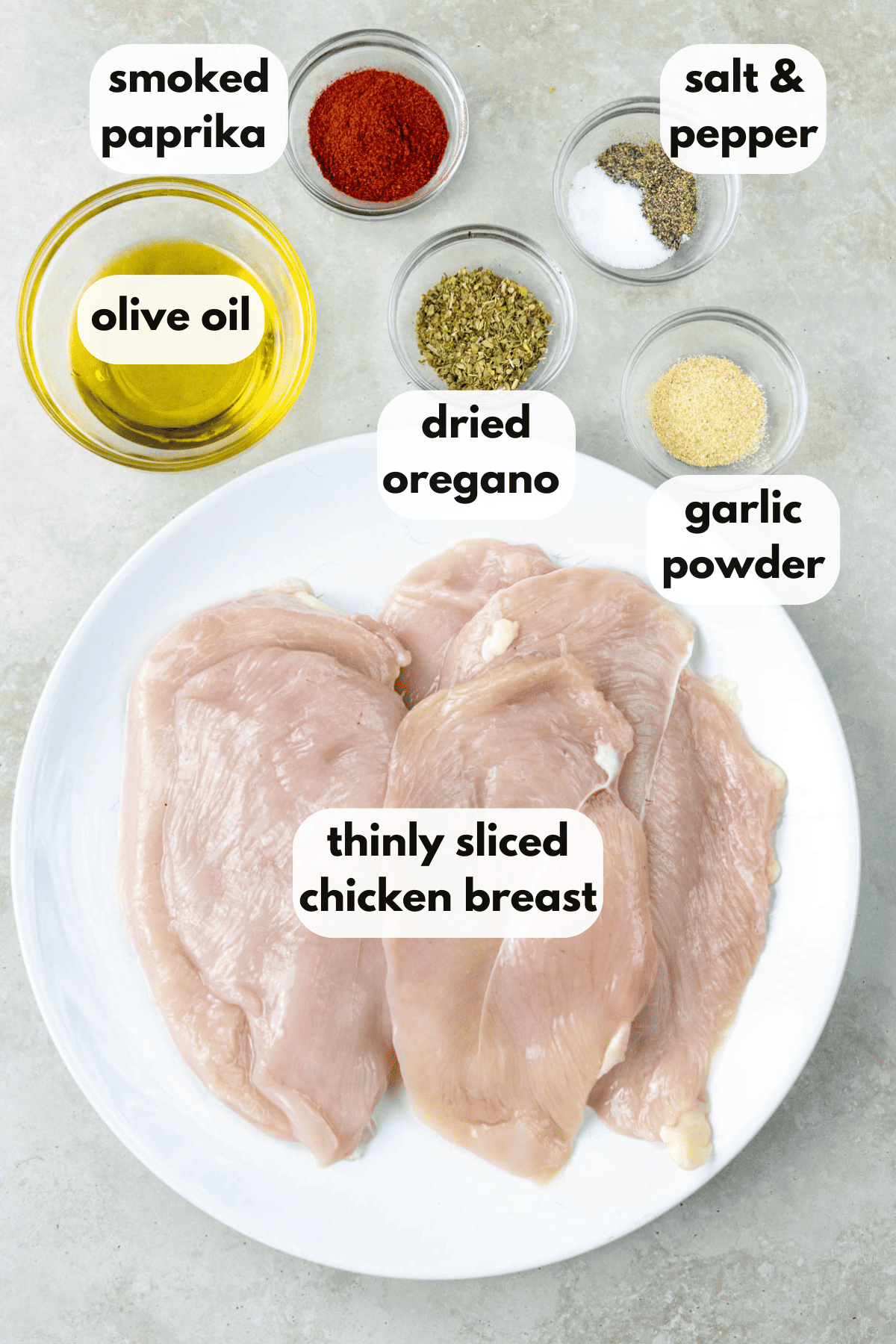 Ingredients for baked thin chicken
