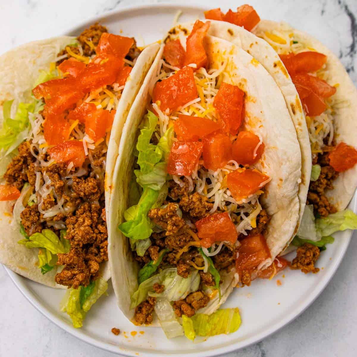 three turkey tacos done on plate