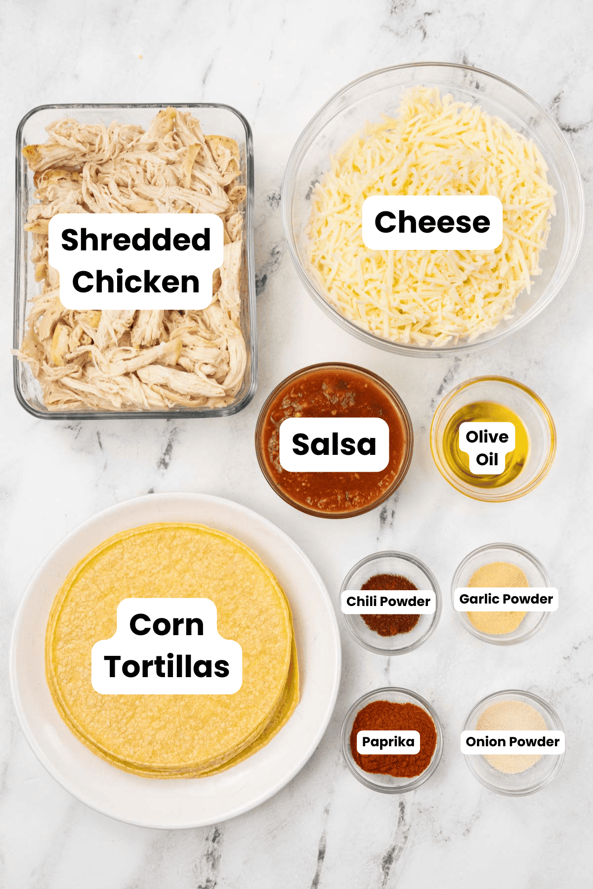 Crispy Shredded Chicken Tacos Ingredients