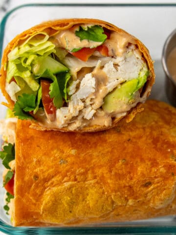 Southwest chicken wrap in meal perp container