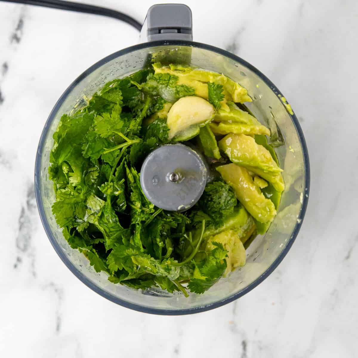 Creamy cilantro lime dressing in blender