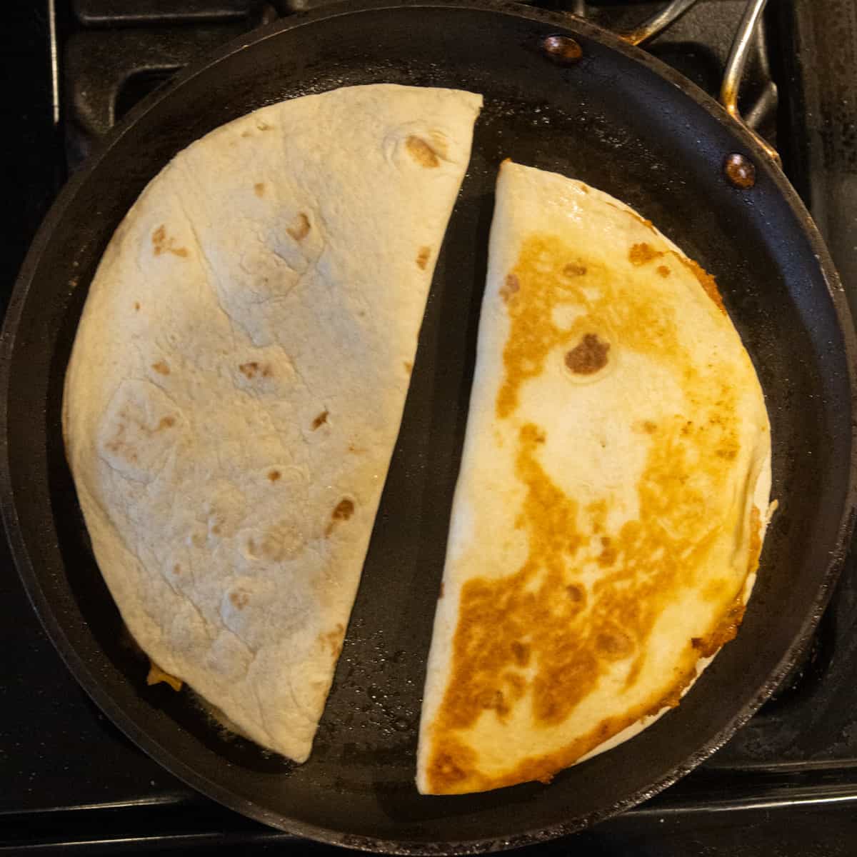Cooking tacos on a pan