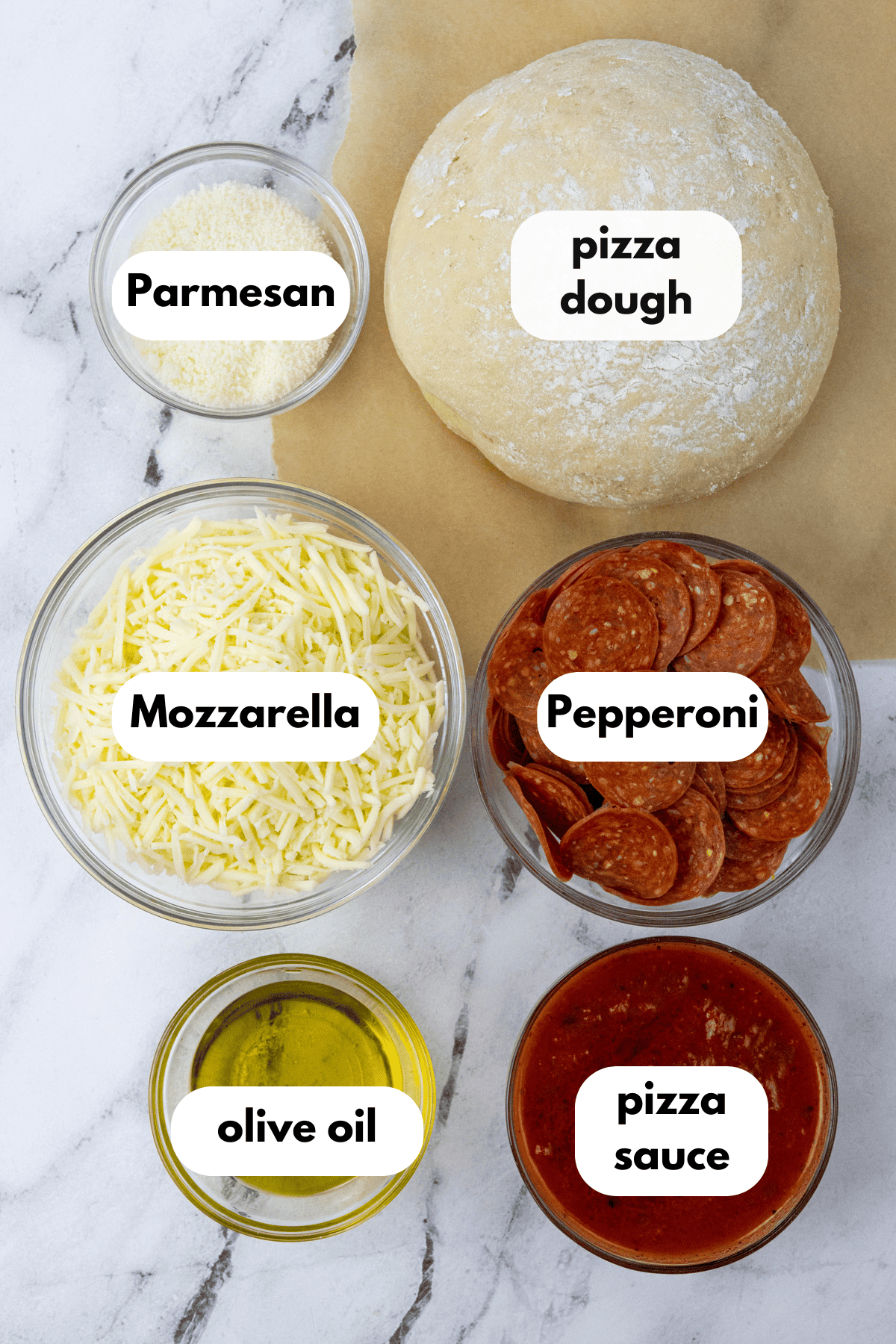 Sheet Pan Pizza Ingredients labels