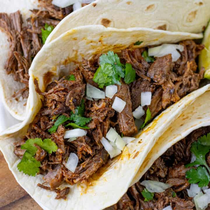 Shredded Beef Tacos on plate
