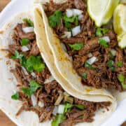 Shredded Beef Tacos on plate