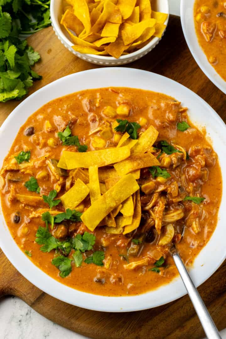 Creamy Chicken Tortilla Soup (Crock Pot)