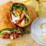Buffalo Chicken Wrap cut in half