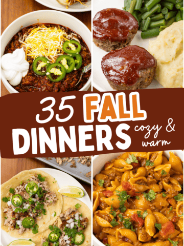 collage of fall dinner recipes
