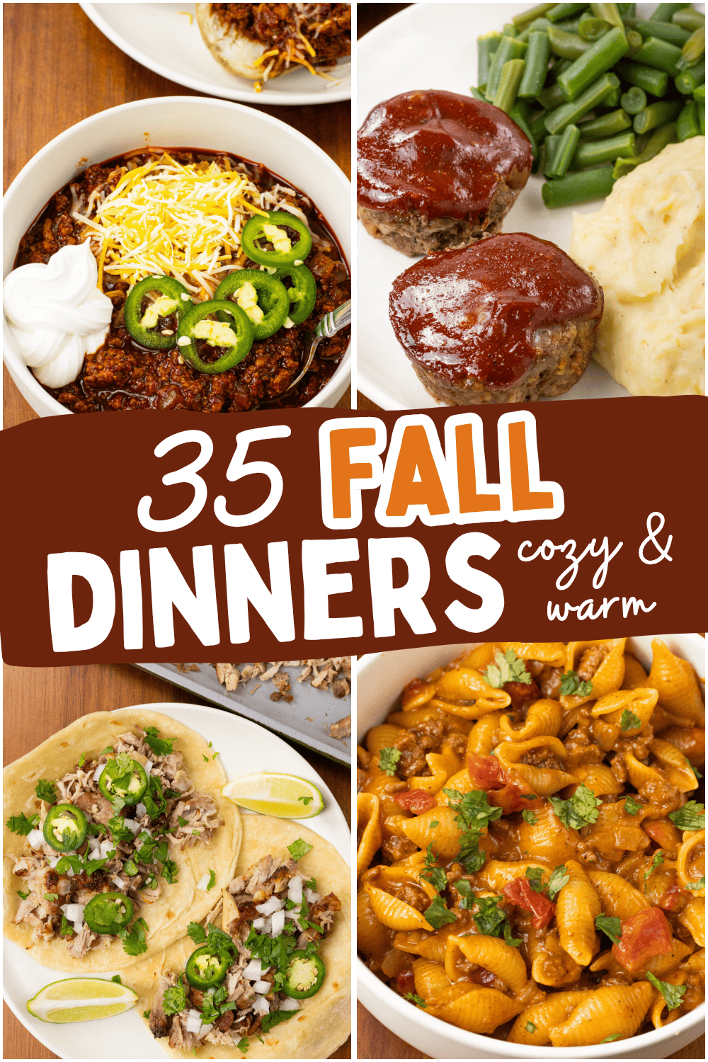 collage of fall dinner recipes